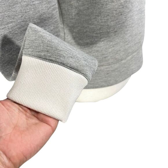 Club Monaco Small Women's Gray White Neoprene Sweatshirt Polo Collar Top - Picture 6 of 13